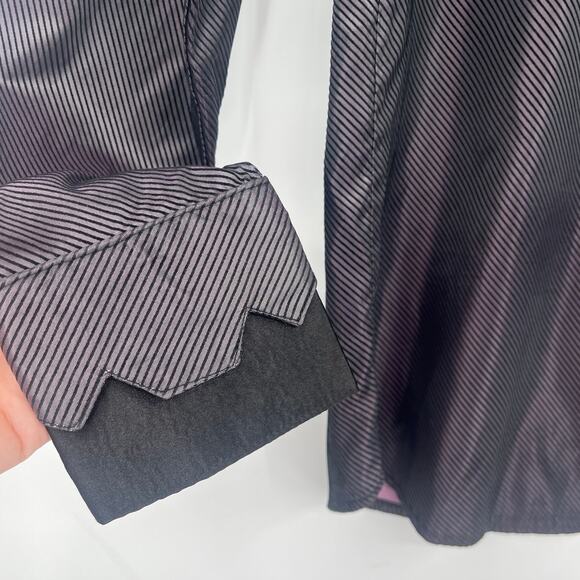 Y2K Rockabilly Western Shirt Mens Sz L Stripe Satin Cowboy Rodeo Style Stok Goth - Picture 4 of 10